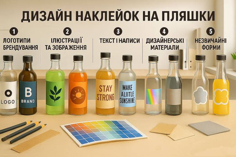 Друк наклейок на пляшки – різноманітність дизайну