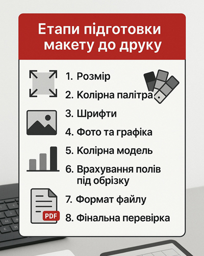 Етапи підготовки макету календаря до друку
